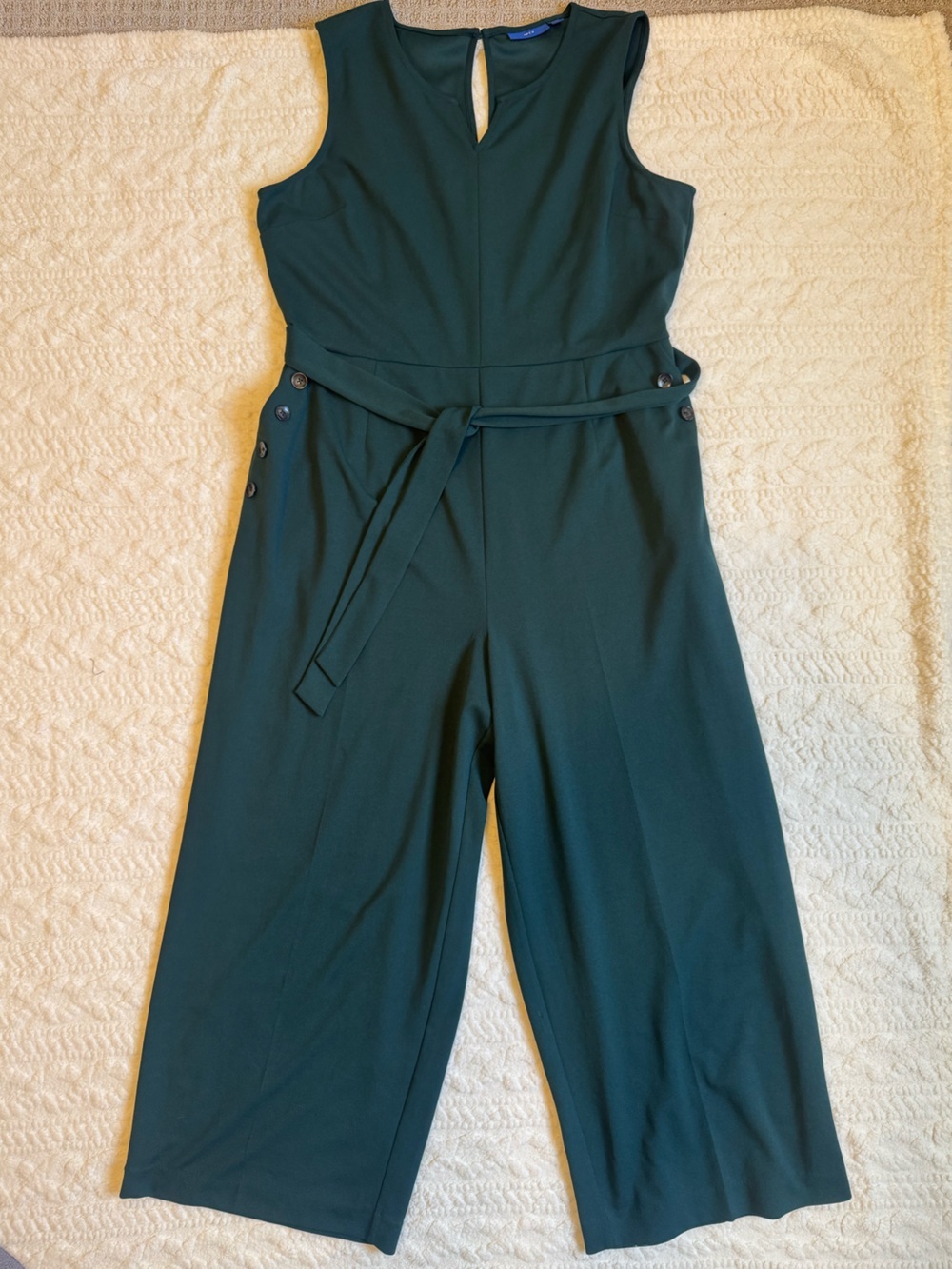 APT. 9 Green Sleeveless Wide Leg Jumpsuit Belted Button Detail Size XXL